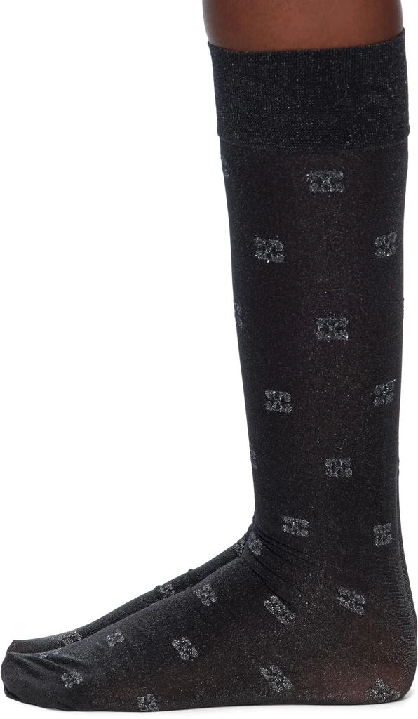 Ganni Black Glitter Butterfly Lace Socks 3