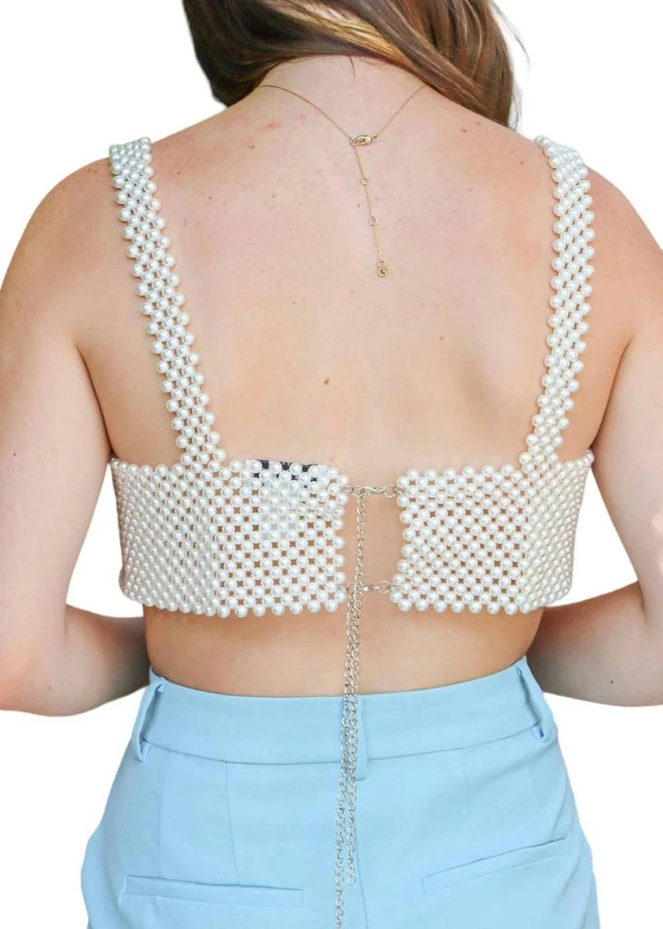 Hot & Delicious Pearl Embellished Top In White 2