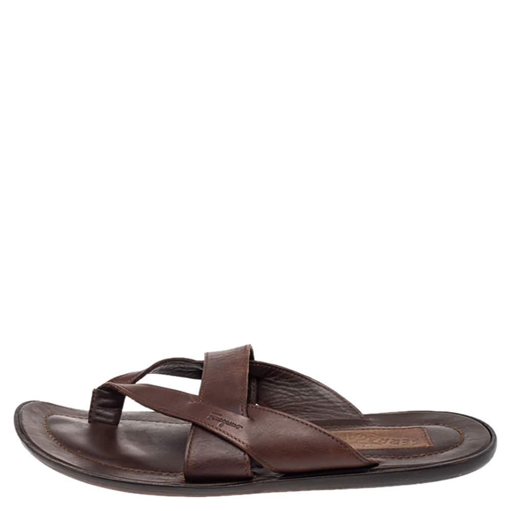 Salvatore Ferragamo Salvatore Ferragamo Brown Leather Thong Sandals Size 40.5