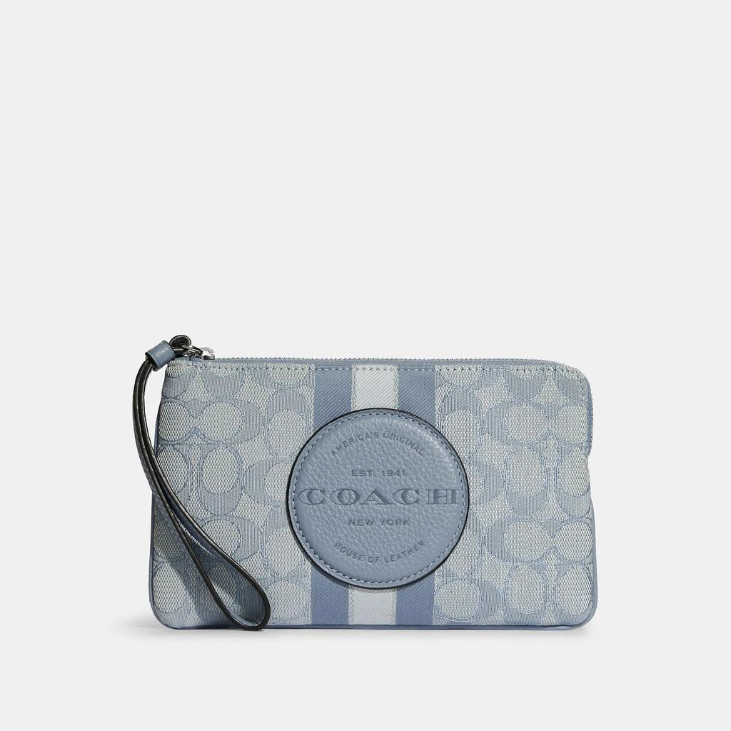 Coach Coach Outlet Dempsey Large Corner Zip Wristlet In Signature Jacquard With Stripe And Coach Patch 5