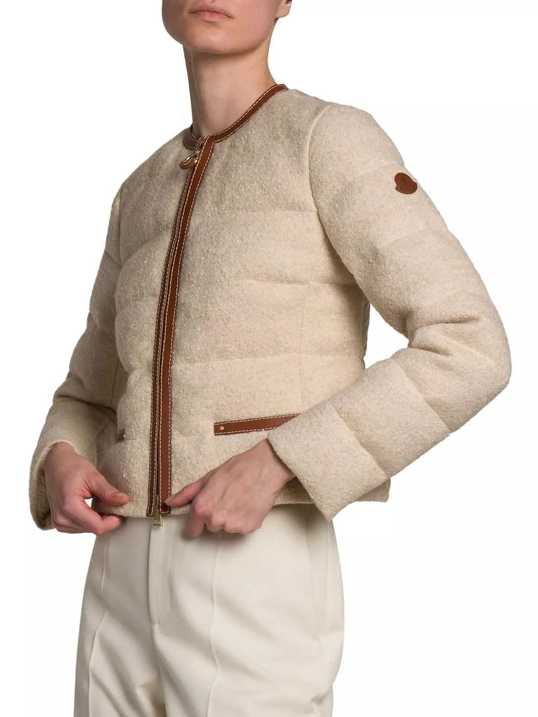 Moncler Serinde Boucle Short Down Jacket with Leather Trim 3