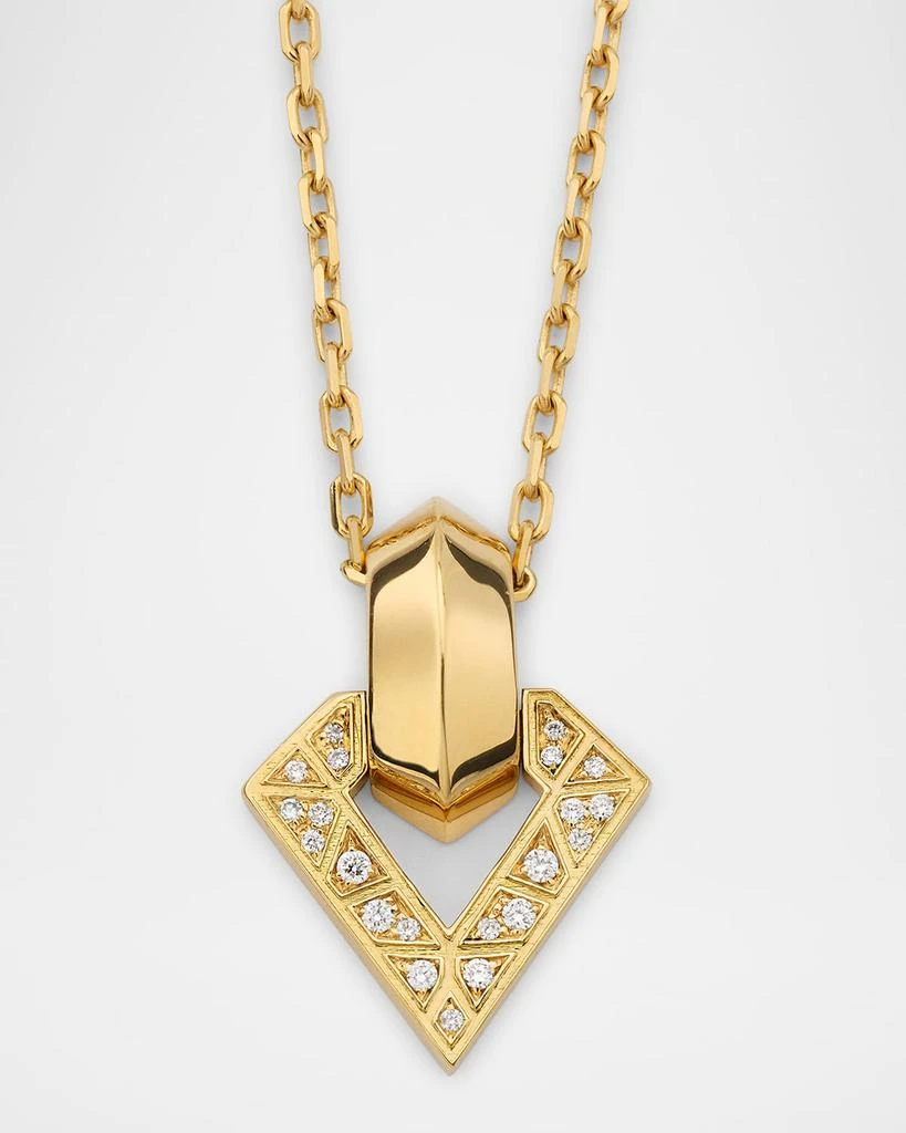 Dries Criel 18K Yellow Gold Diamond Cross Brute Pendant Necklace