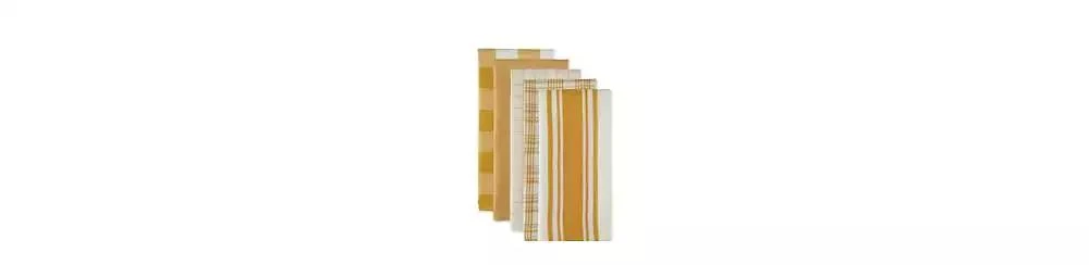Design Imports Everyday Basic Kitchen Collection Large Woven Cotton Dishtowel/Tea Towel Set, 18x28", Honey Gold, 5 Count 15