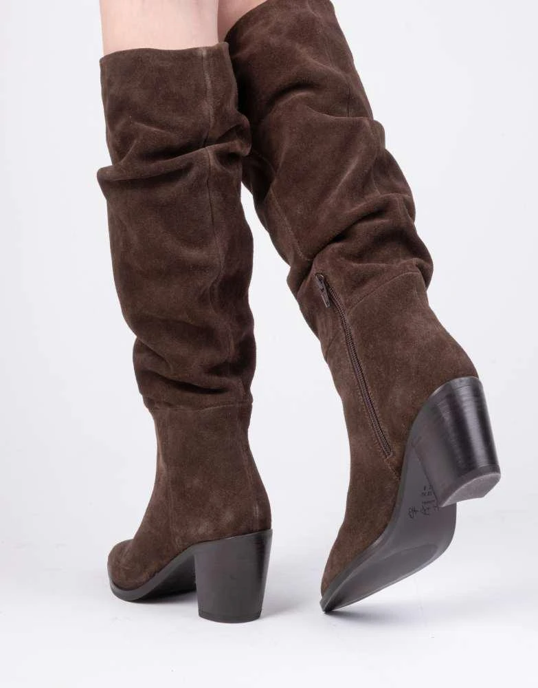Off The Hook Off The Hook Muswell suede leather slouchy knee-high block heel boots in brown 3