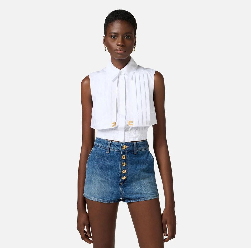 ELISABETTA FRANCHI CROPPED POPLIN SHIRT 3