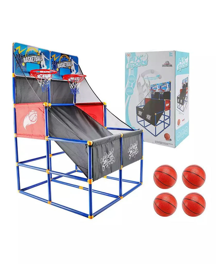 Bruce 
Shark Double Hoop Basketball Arcade Game for Kids, Indoor/Outdoor Sports Toy with 4 Balls 
Pump