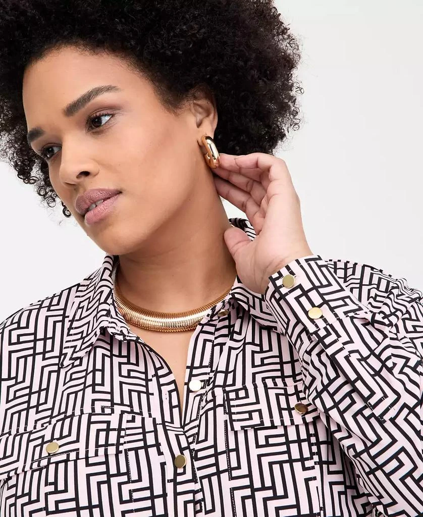 INC International INC International Concepts Plus Size Printed Flap-Pocket Knit Shirt, Exclusively at Macy's 3