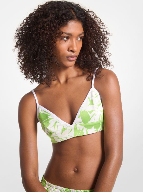 Michael Kors Palm Print Satin Bra Top