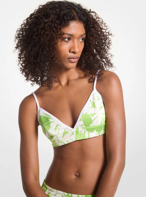 michael_kors Palm Print Satin Bra Top 1