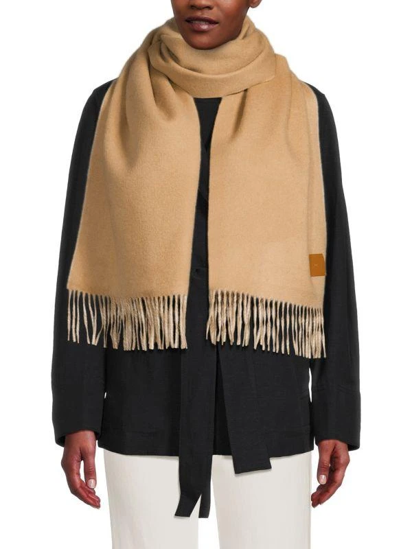 Vince Fringed Merino Wool Blend Scarf 1