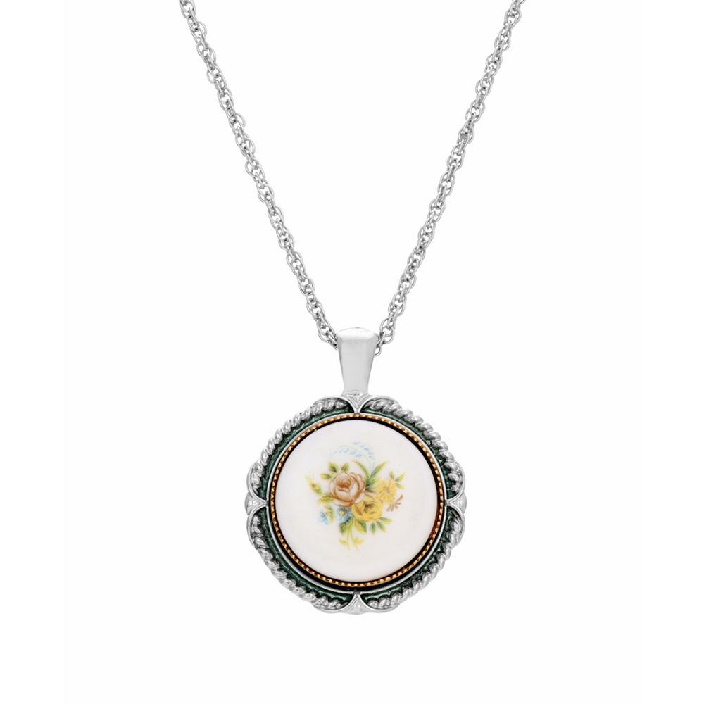 2028 Women's Flower Round Stone Pendant Necklace