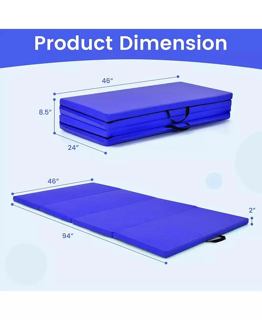 Costway 4' x 8' x 2'' Folding Gymnastics Mat Four Panels 3