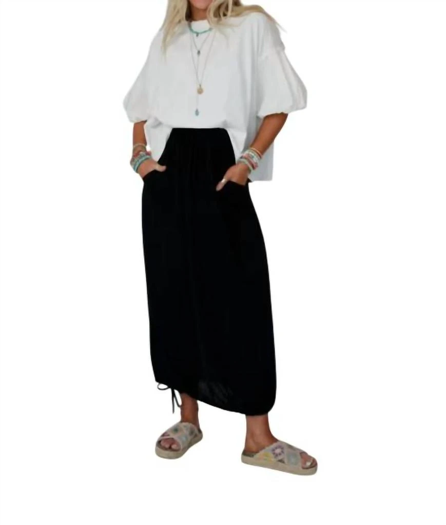 three bird nest All In Drawstring Maxi Skirt In Jet Black 1