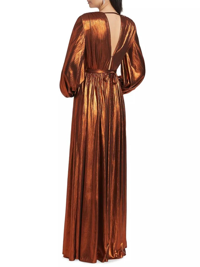 BRONX AND BANCO Zoe Metallic Blouson-Sleeve Gown 5