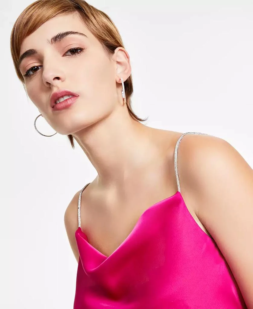 Bar III Women's Satin Rhinestone-Strap Draped Camisole, Exclusively at Macy's 2
