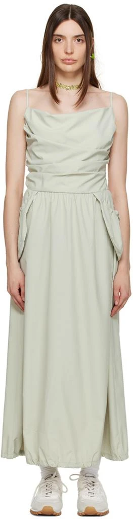 TheOpen Product Green Gathered Midi Dress 1