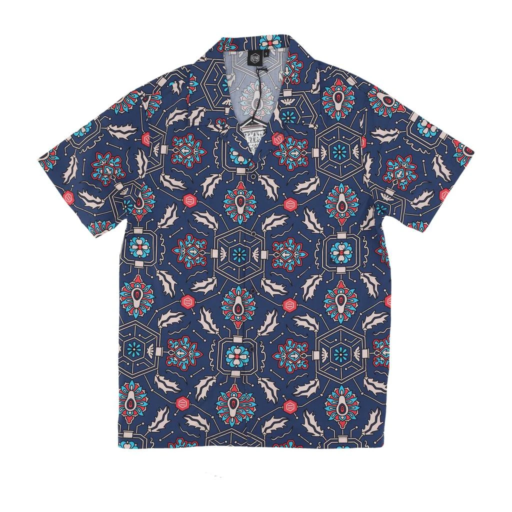 DOLLY NOIRE Fronds Tapestry Bowling Shirt Men's Short Sleeve Shirt Blue 1