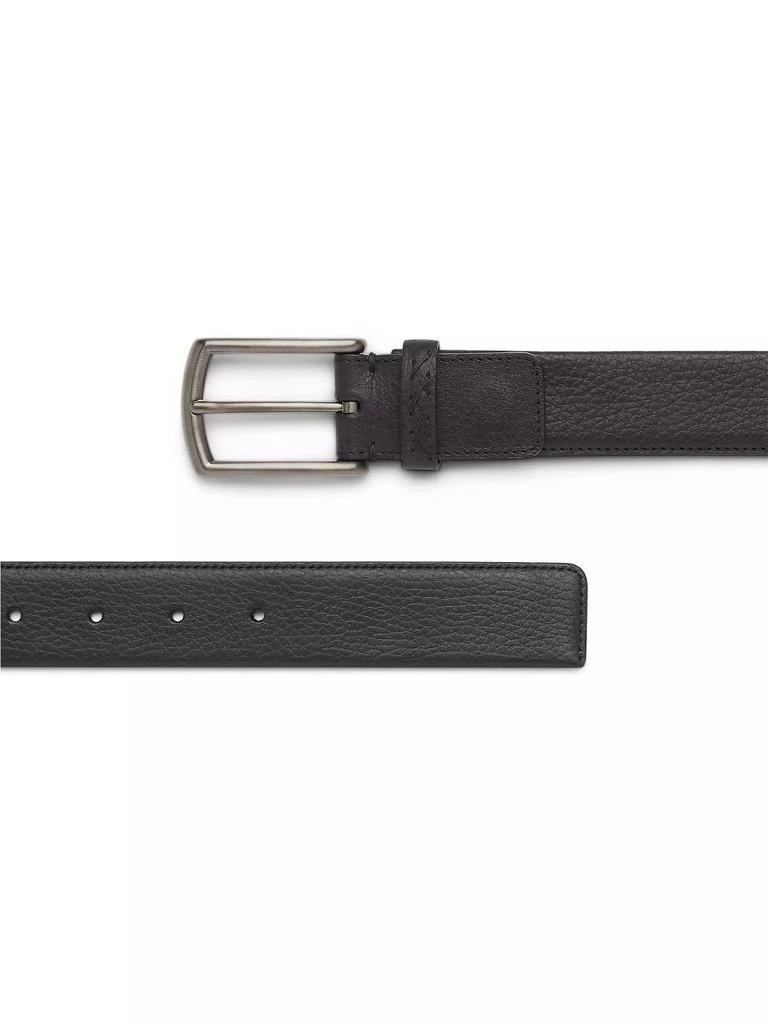 Zegna Leather Belt with Triple Stitch Buckle 2