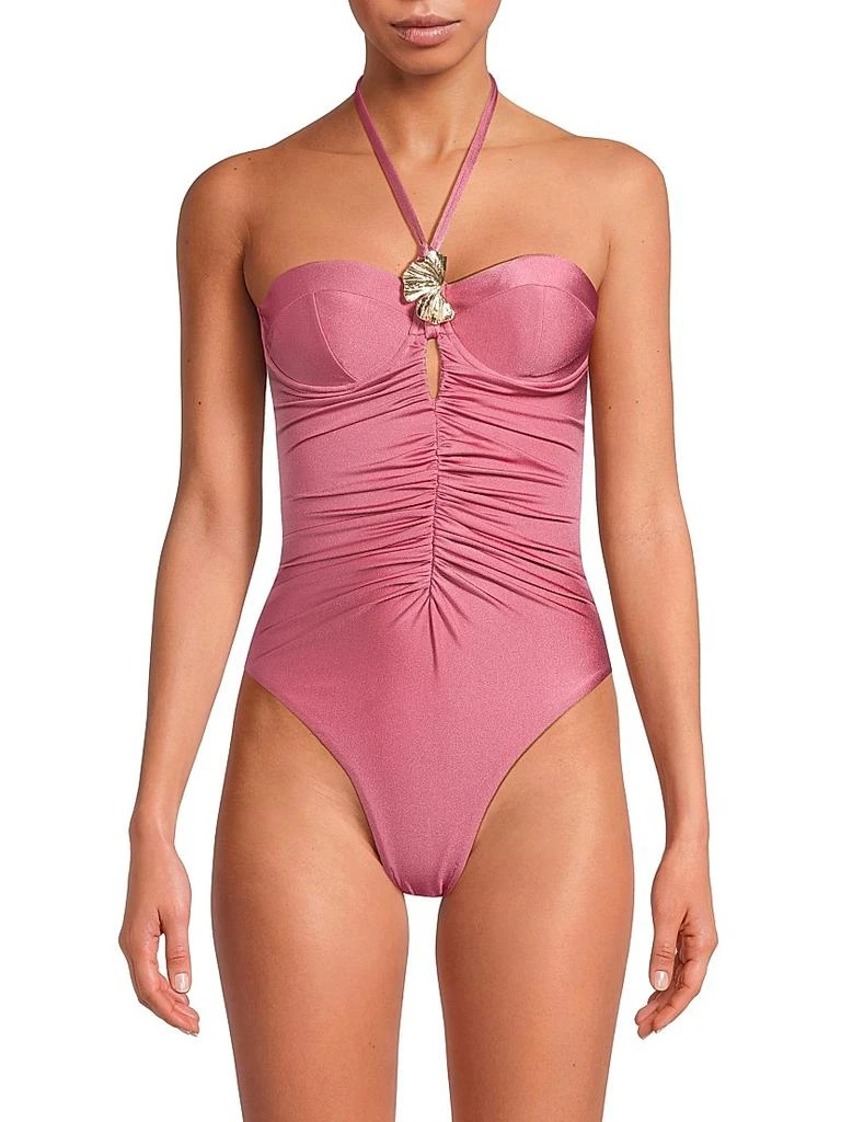 PatBO Seashell Halter One-Piece Swimsuit 3