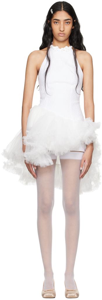 SHUSHU/TONG shushutong ホワイトミニワンピース 半袖 White Asymmetric Tulle Minidress – On Sale Now with Up to 10