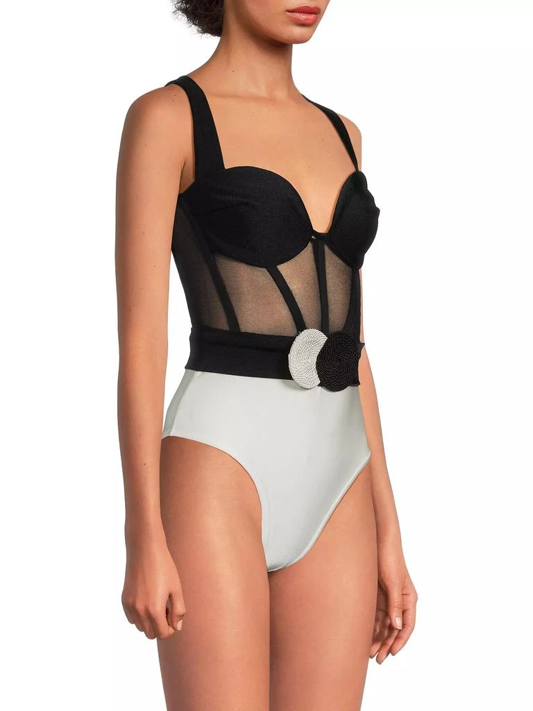 PatBO Jersey Sands Plunge Corset One-Piece Swimsuit 4
