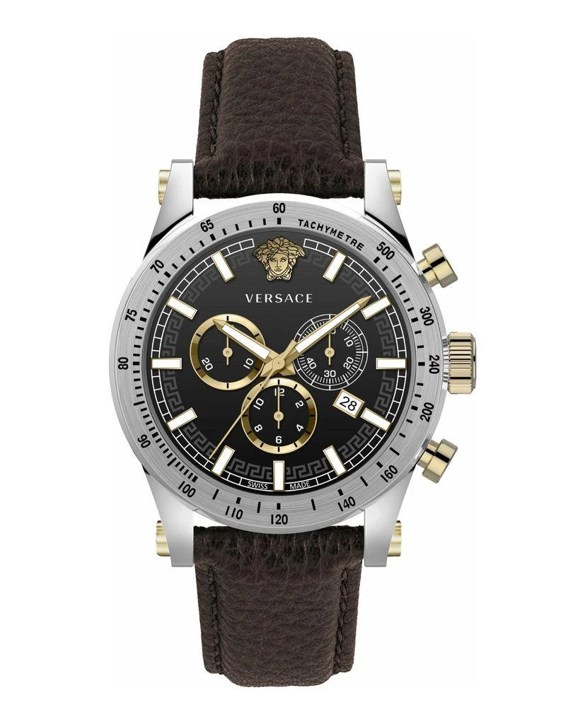 versace Chrono Sporty Leather Watch 5