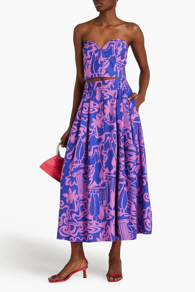 Mara Hoffman Tulay pleated printed hemp midi skirt 2