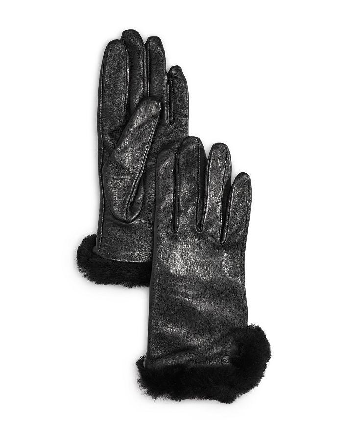 UGG Shearling Trim Leather Gloves