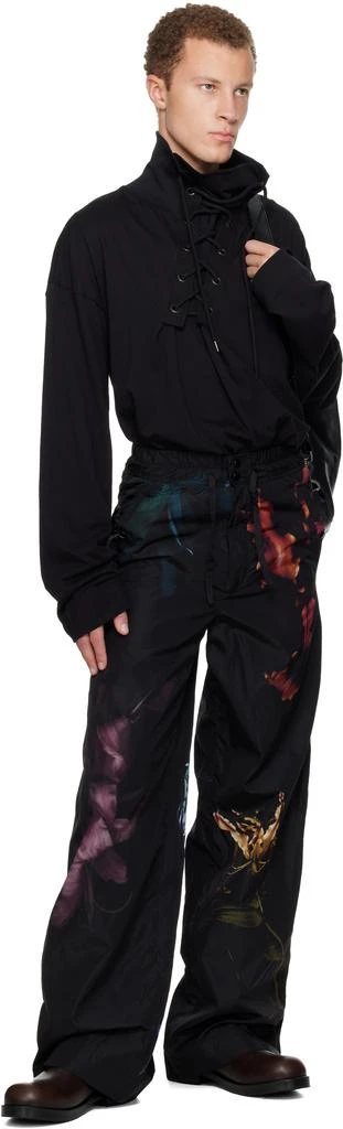 Dries Van Noten Black Floral Print Trousers 4