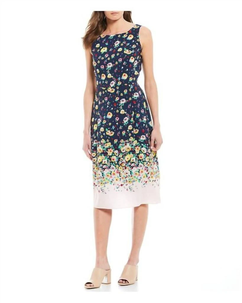 Karl Lagerfeld Paris Paris Floral Print Ombre Midi Crepe Dress In Pink 1