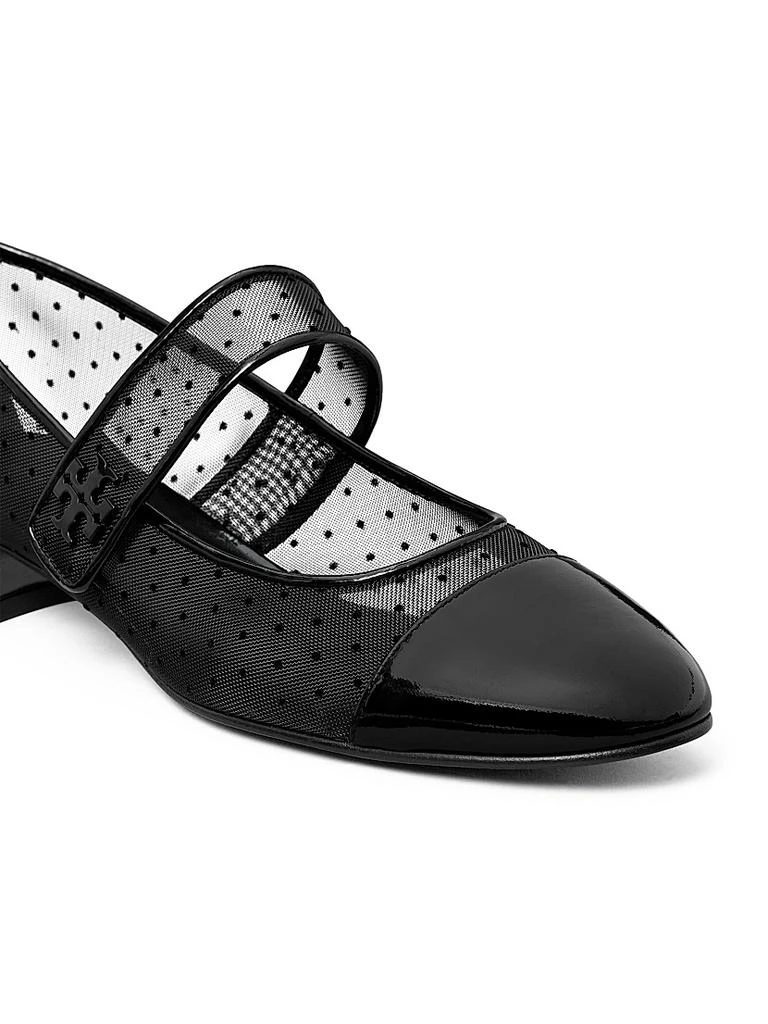 Tory Burch Cap-Toe Mary Jane Mesh &amp; Leather Ballet Flats 4