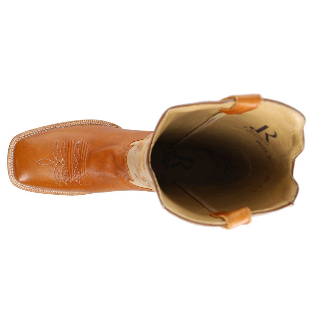 R. Watson Boots Bone Sinatra Wide Embroidery Square Toe Cowboy Boots 4