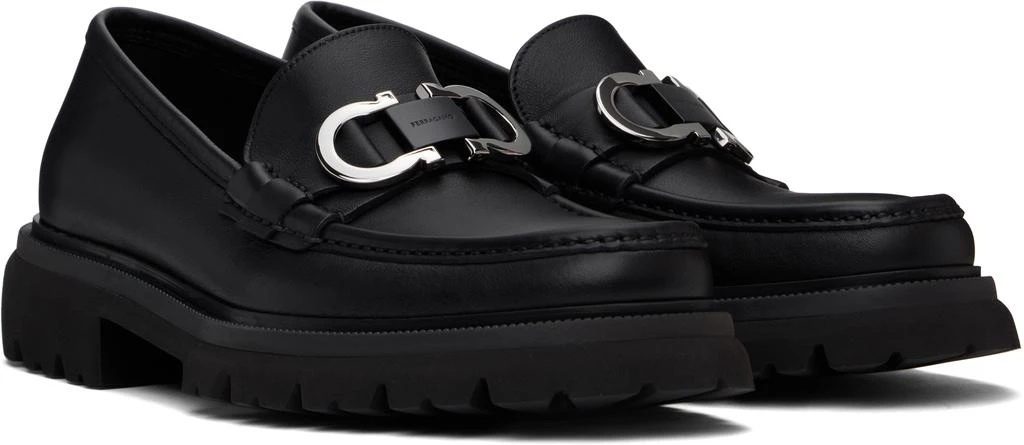 Ferragamo Black Gancini Ornament Loafers 4