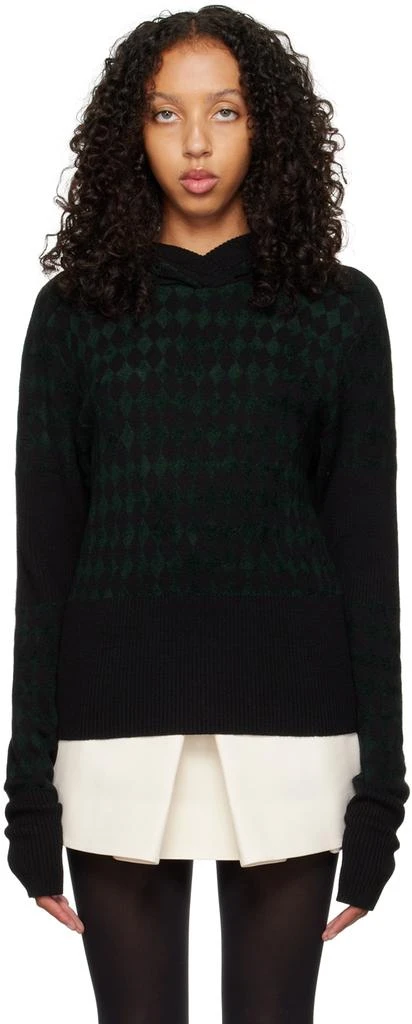 Maximilian Davis Black & Green Harlequin Hoodie 1