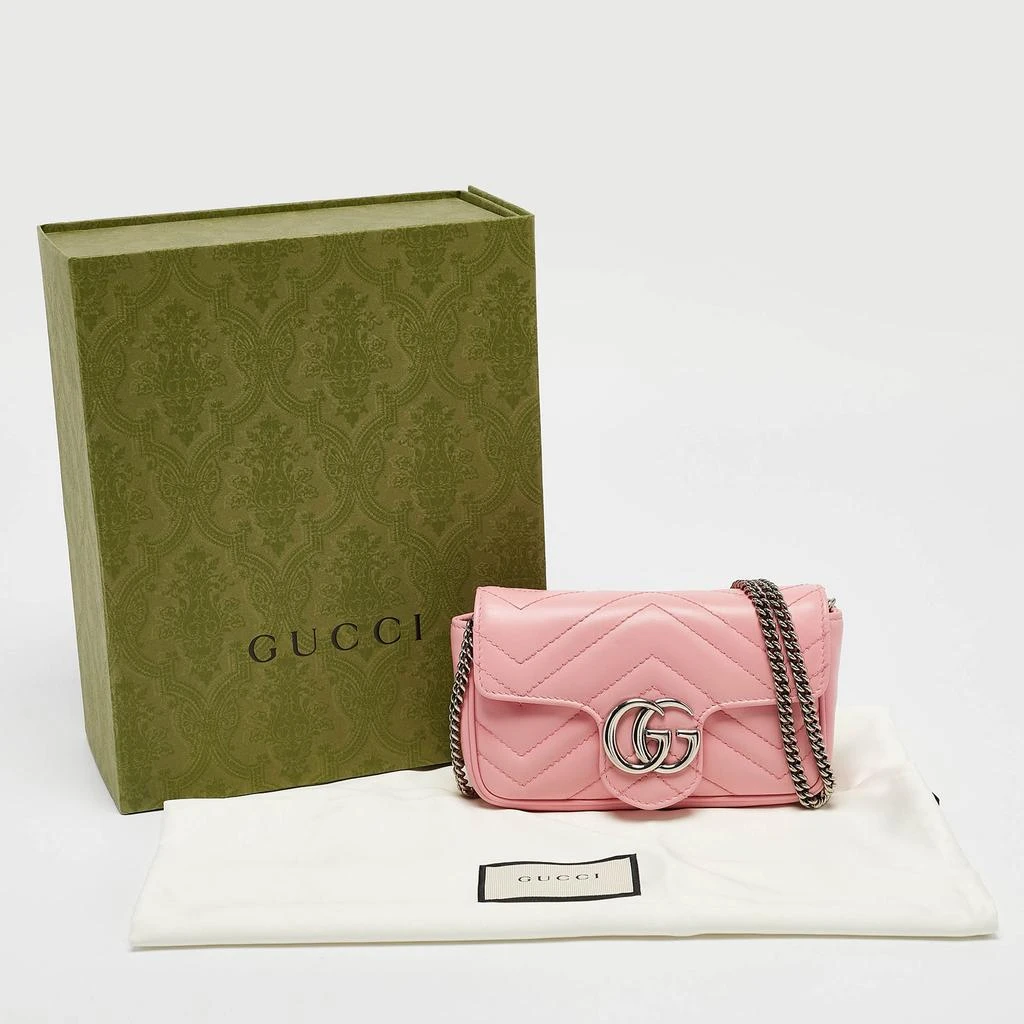 Gucci Gucci Pink Matelassé Leather GG Marmont Super Mini Shoulder Bag 10