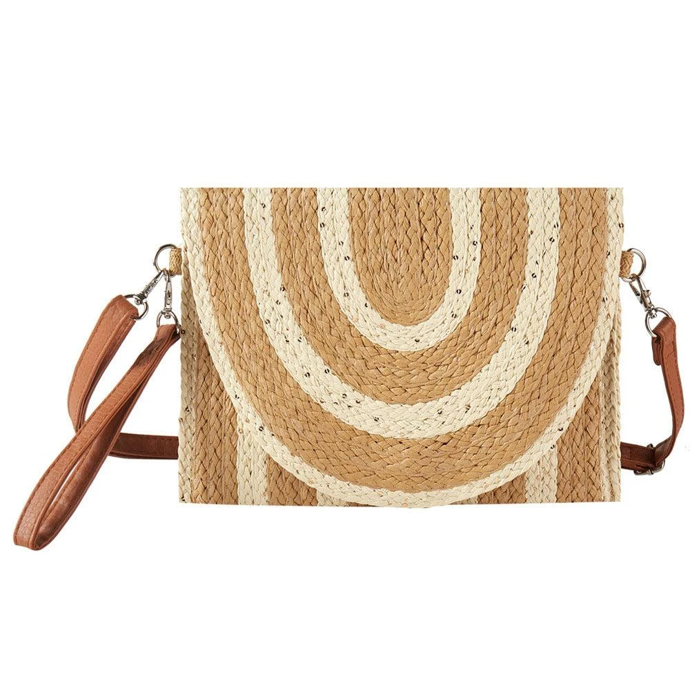 FASHNZFAB Sequin Mixed Two Tone Straw Clutch Bag / Crossbody Bag 2