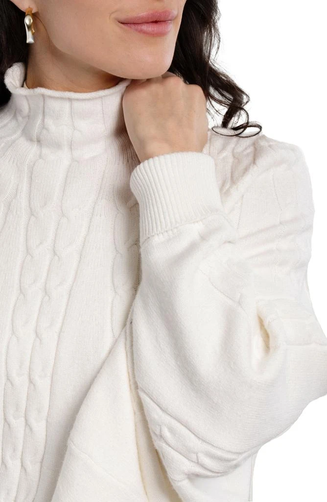 SAACHI Batwing Sleeve Cable Knit Poncho Sweater 5