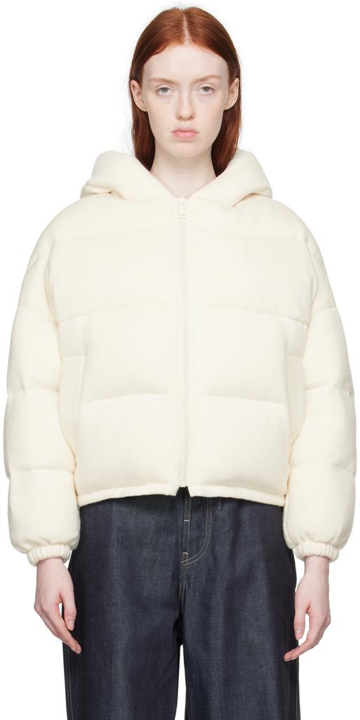 Yves Salomon Off-White Hooded Down Jacket