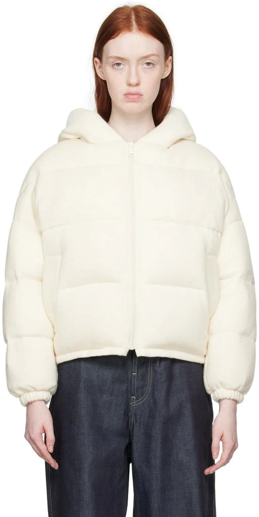 Yves Salomon Off-White Hooded Down Jacket 1