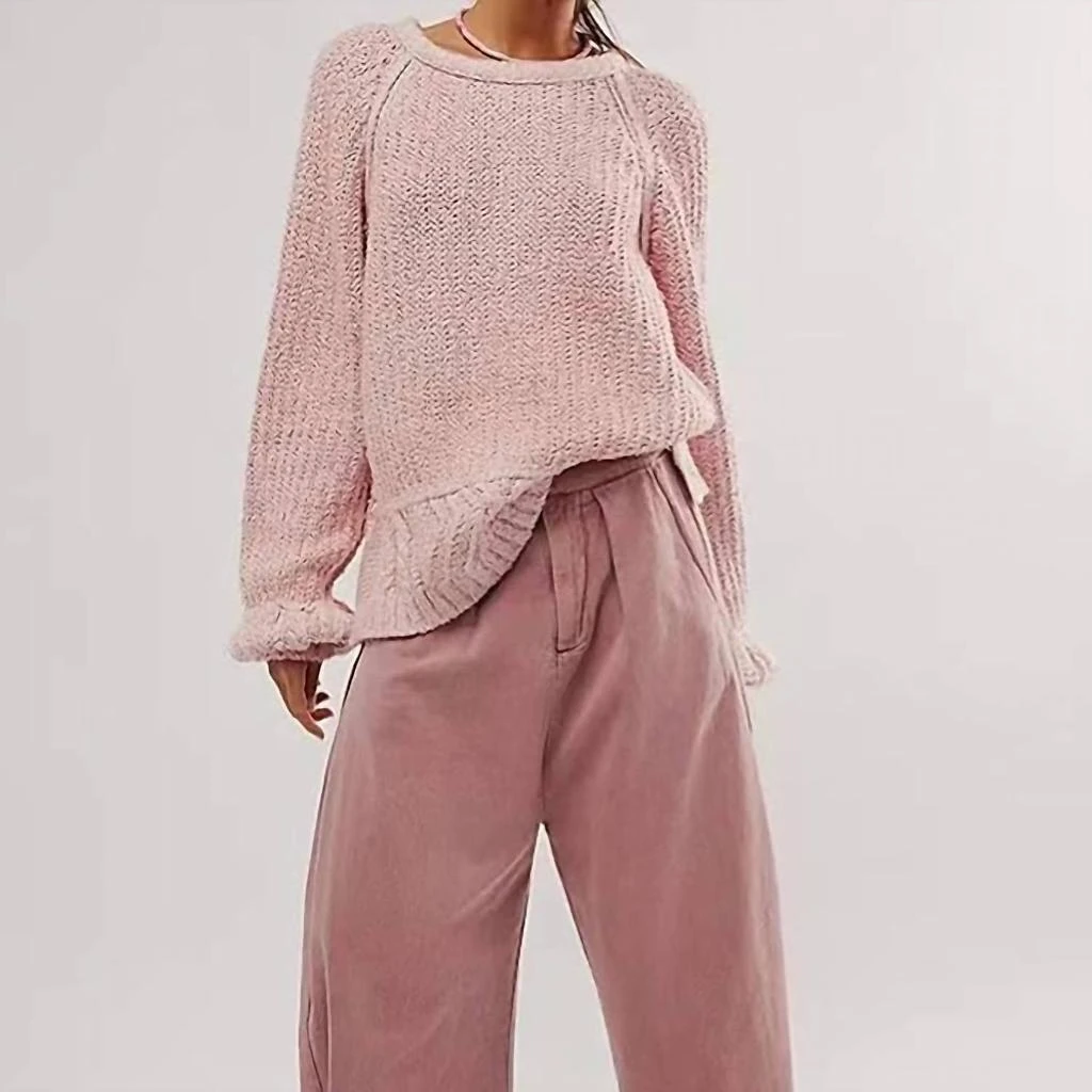 Free People Chucky Knit Soft Oversized Sweater In Rouge Pink 2