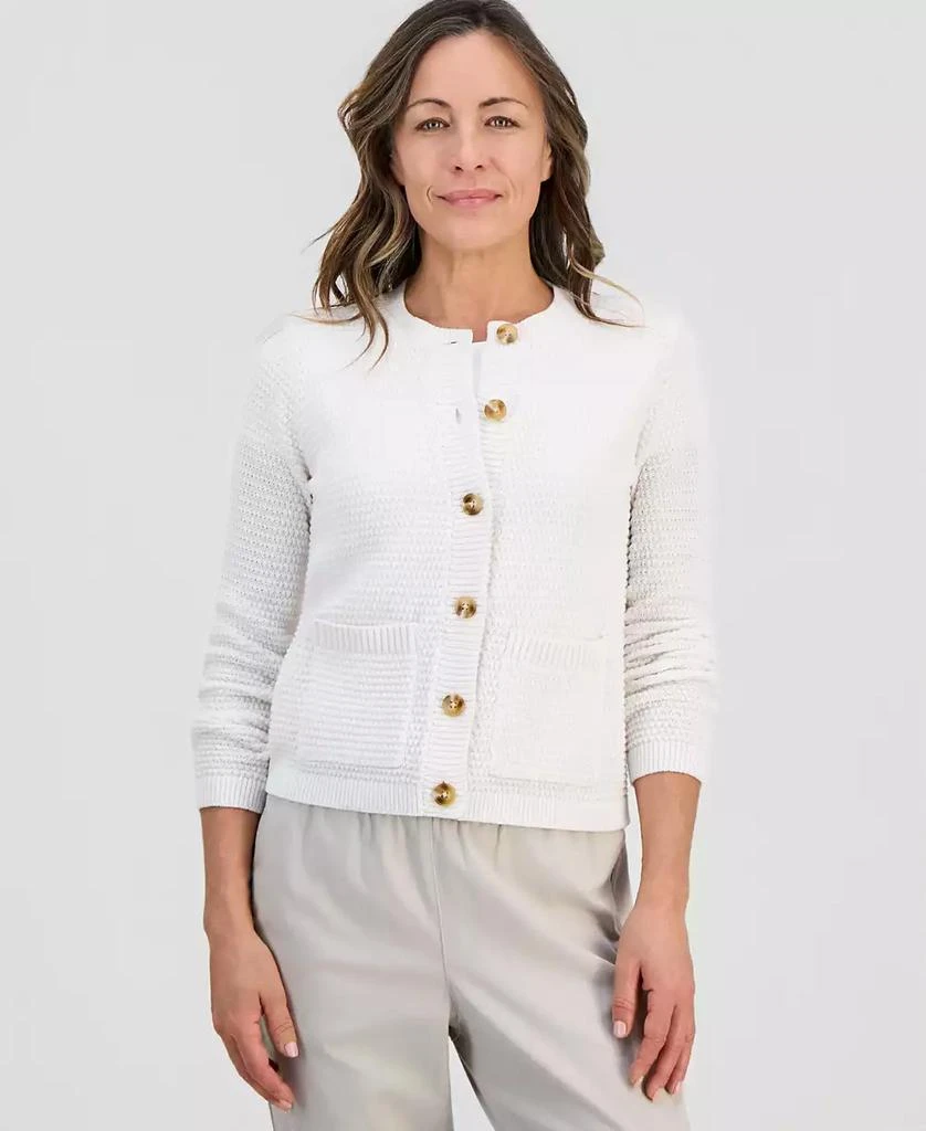 Style 
Co Petite Textured Stitch Crewneck Cardigan, Macy
s Exclusive