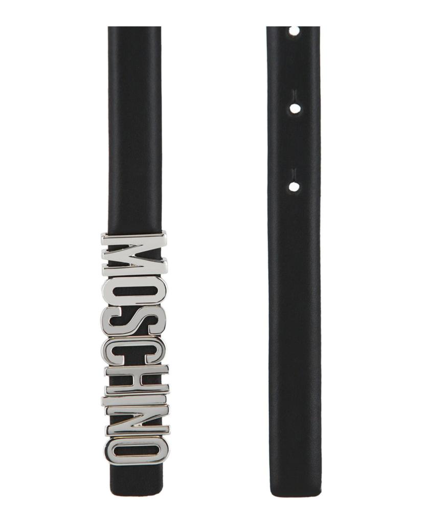 Moschino Thin Leather Logo Belt