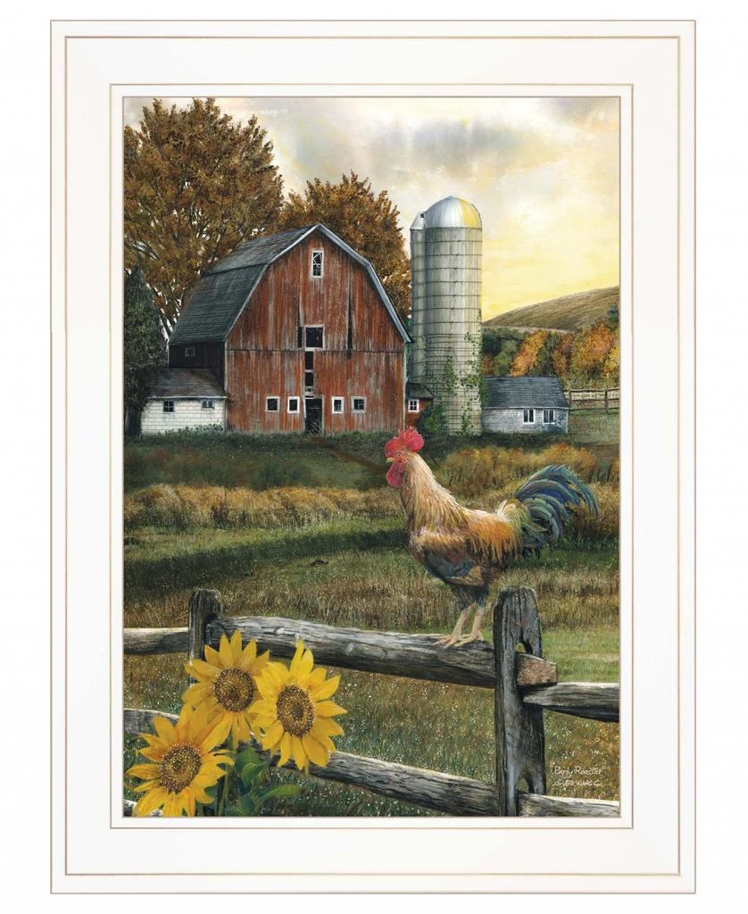 Hivvago Early Rooster 2 White Framed Print Wall Art 2