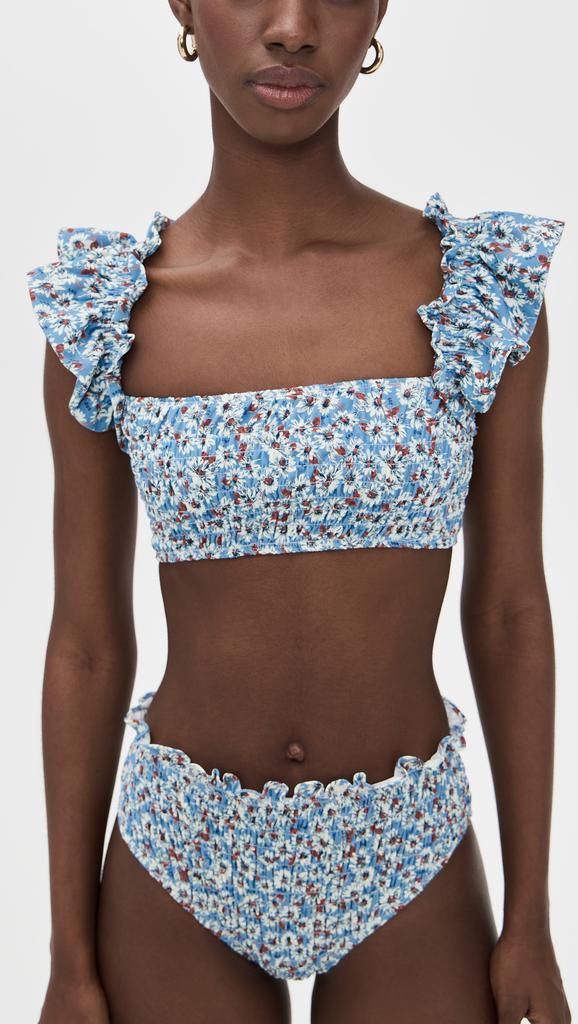 Sea Slone Solid Smocked High Waisted Bikini Bottoms