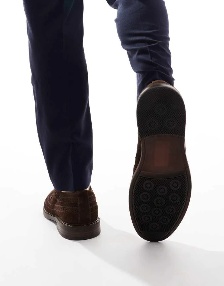 ASOS ASOS DESIGN lace up brogue shoes in dark brown suede 2