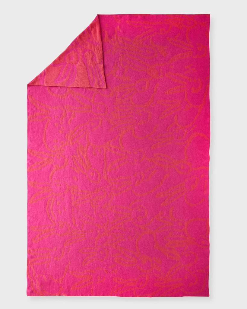 Hunt Slonem Rabbit Run Cashmere Throw Blanket 2