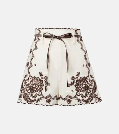 Zimmermann Ascension embroidered linen shorts 1
