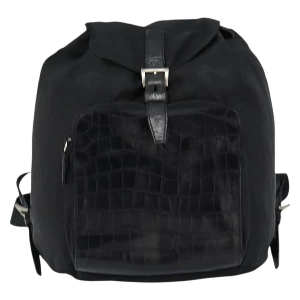 Prada Cinch Buckle Flap Backpack Tessuto With Crocodile  display picture 2
