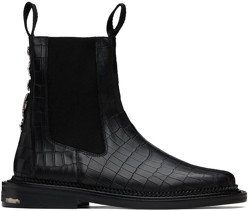 Toga Virilis Black Side Gore Chelsea Boots