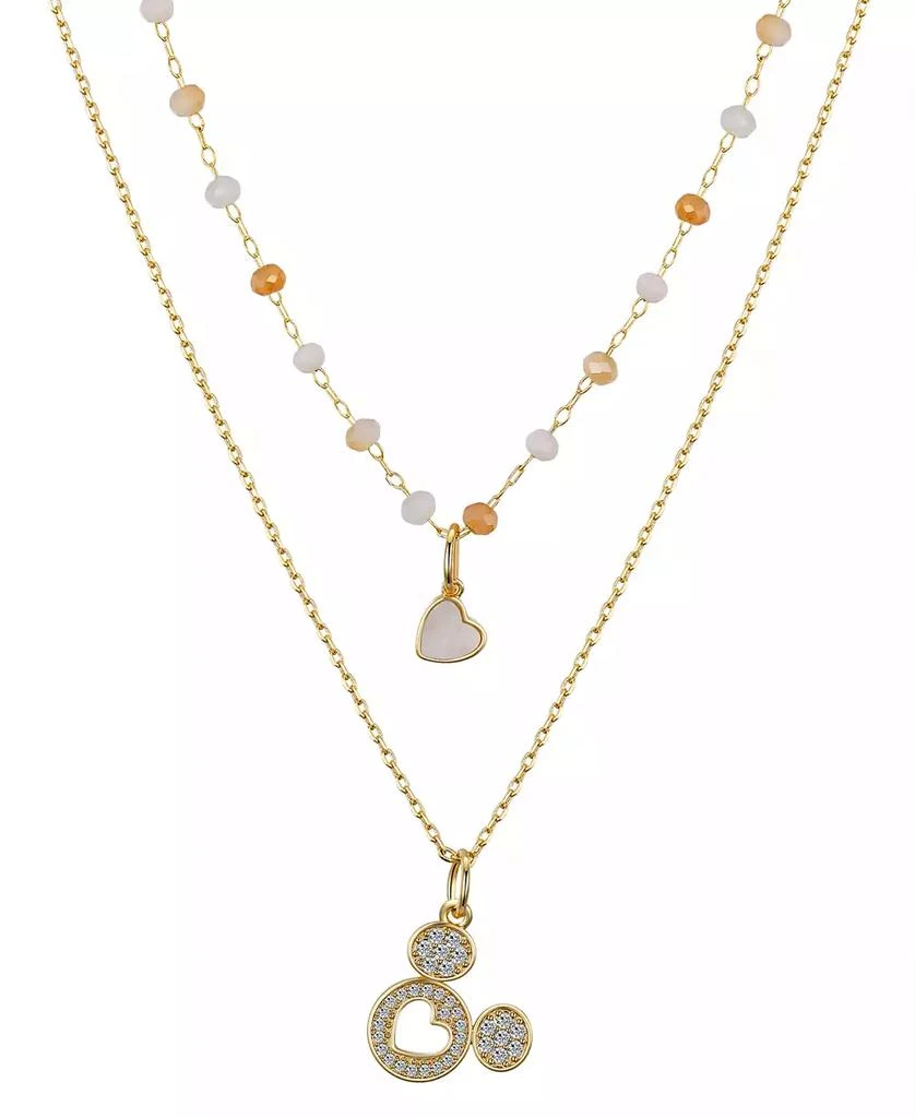 Disney Unwritten Cubic Zirconia Mickey Mouse and Mother of Pearl Heart Layered Necklace Set 1